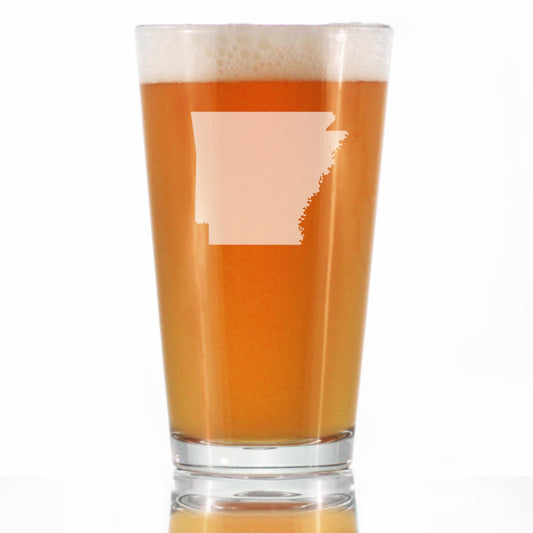 Arkansas State Outline Pint Glass for Beer - State Themed Drinking Decor and Gifts for Arkansans & Arkansawyer Women & Men - 16 Oz Glasses