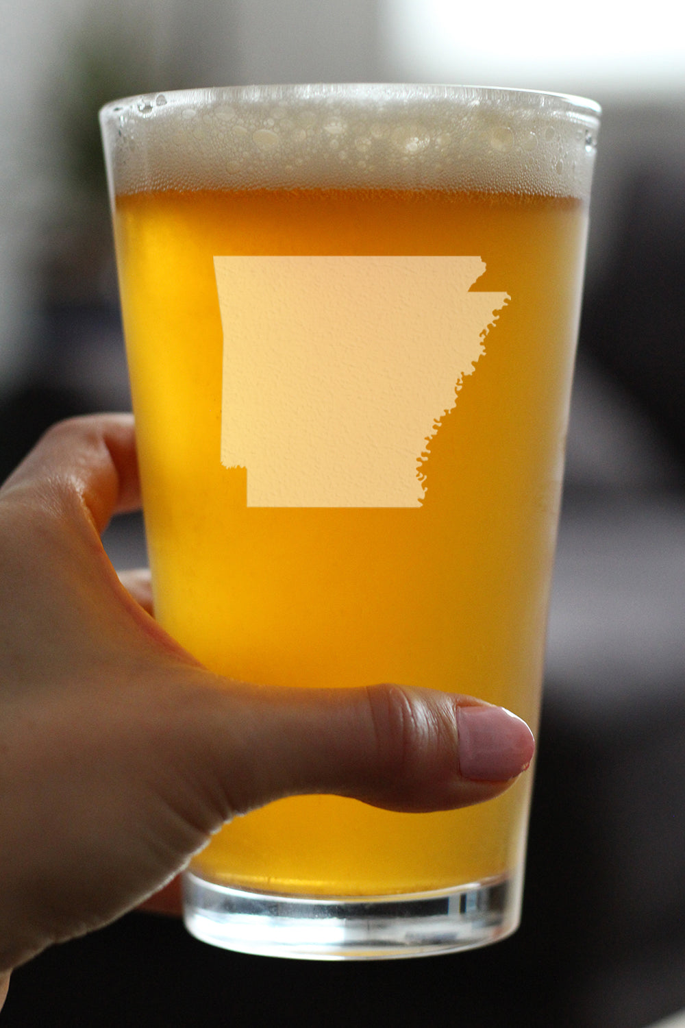 Arkansas State Outline Pint Glass for Beer - State Themed Drinking Decor and Gifts for Arkansans & Arkansawyer Women & Men - 16 Oz Glasses