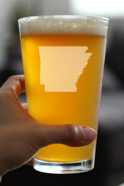 Arkansas State Outline Pint Glass for Beer - State Themed Drinking Decor and Gifts for Arkansans & Arkansawyer Women & Men - 16 Oz Glasses
