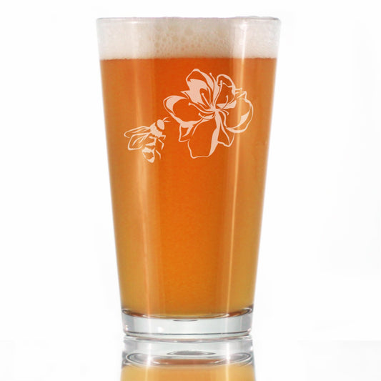 Bee Flower - Cute Gifts for Bumblebee & Nature Lovers - 16 Ounce Pint Glass
