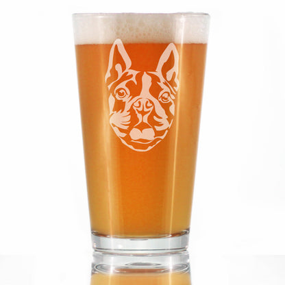Boston Terrier Face Pint Glass for Beer - Unique Pet Themed Decor and Gifts for Moms & Dads of Boston Terriers - 16 Oz