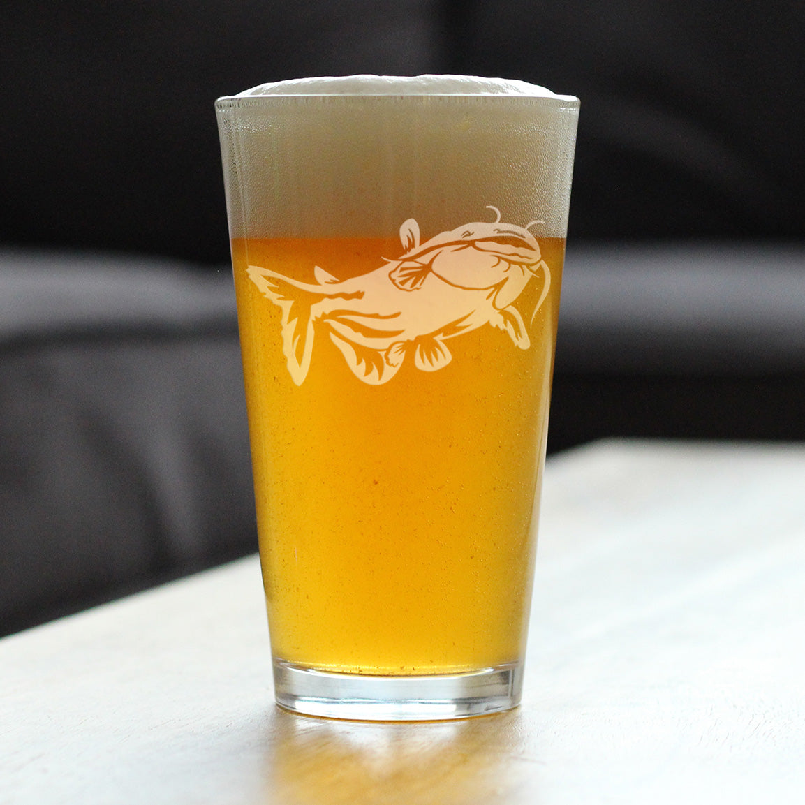 Catfish - Pint Glass for Beer - Catfishing Gifts for Fisherman - Fun Fish Cups - Fishing Decor - 16 oz