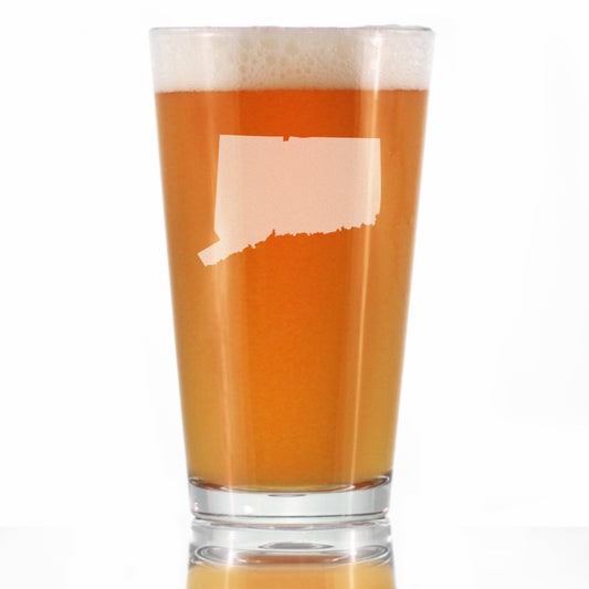 Connecticut State Outline Pint Glass for Beer - State Themed Drinking Decor and Gifts for Connecticuters and Nutmegger Women & Men - 16 Oz Glasses