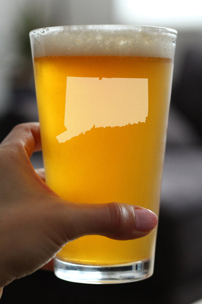 Connecticut State Outline Pint Glass for Beer - State Themed Drinking Decor and Gifts for Connecticuters and Nutmegger Women & Men - 16 Oz Glasses