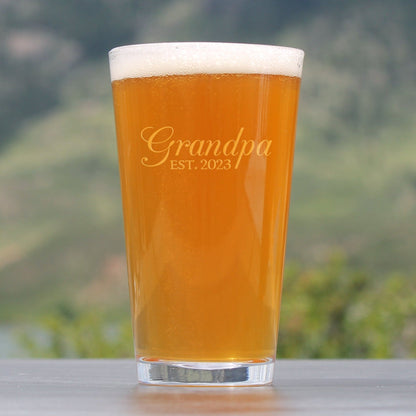 Grandpa Est. 2023 - Decorative - 16 Ounce Pint Glass