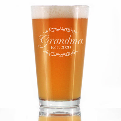 Grandma Est. 2020 - 16 Ounce Pint Glass