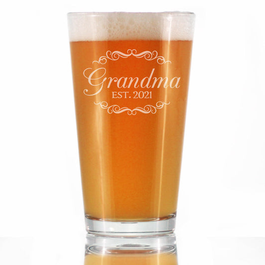 Grandma Est. 2021 - Decorative - 16 Ounce Pint Glass