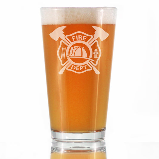 Firefighter Symbol Engraved Pint Glass, Unique Gifts for Firefighters, Firemen & Firewomen
