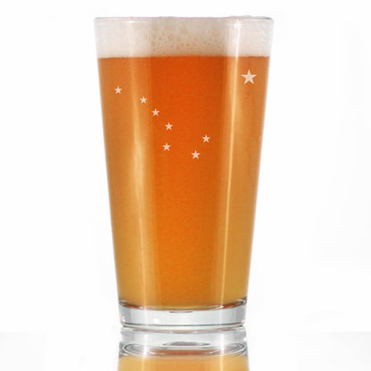 Alaska Flag Pint Glass for Beer - State Themed Drinking Decor and Gifts for Alaskan Women & Men - 16 Oz Glasses