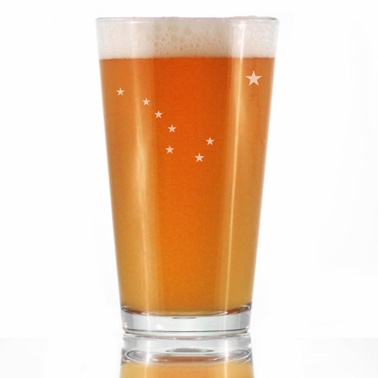 Alaska Flag Pint Glass for Beer - State Themed Drinking Decor and Gifts for Alaskan Women & Men - 16 Oz Glasses