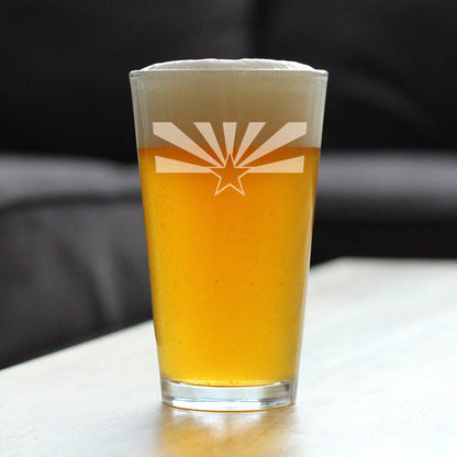 Arizona Flag Pint Glass for Beer - State Themed Drinking Decor and Gifts for Arizonan Women & Men - 16 Oz Glasses