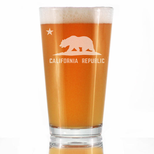 California State Flag Pint Glass for Beer - State Themed Drinking Decor and Gifts for Californian Women & Men - 16 Oz Glasses