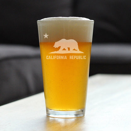 California State Flag Pint Glass for Beer - State Themed Drinking Decor and Gifts for Californian Women & Men - 16 Oz Glasses