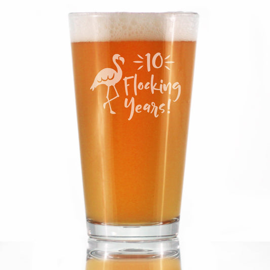 10 Flocking Years - 16 Ounce Pint Glass