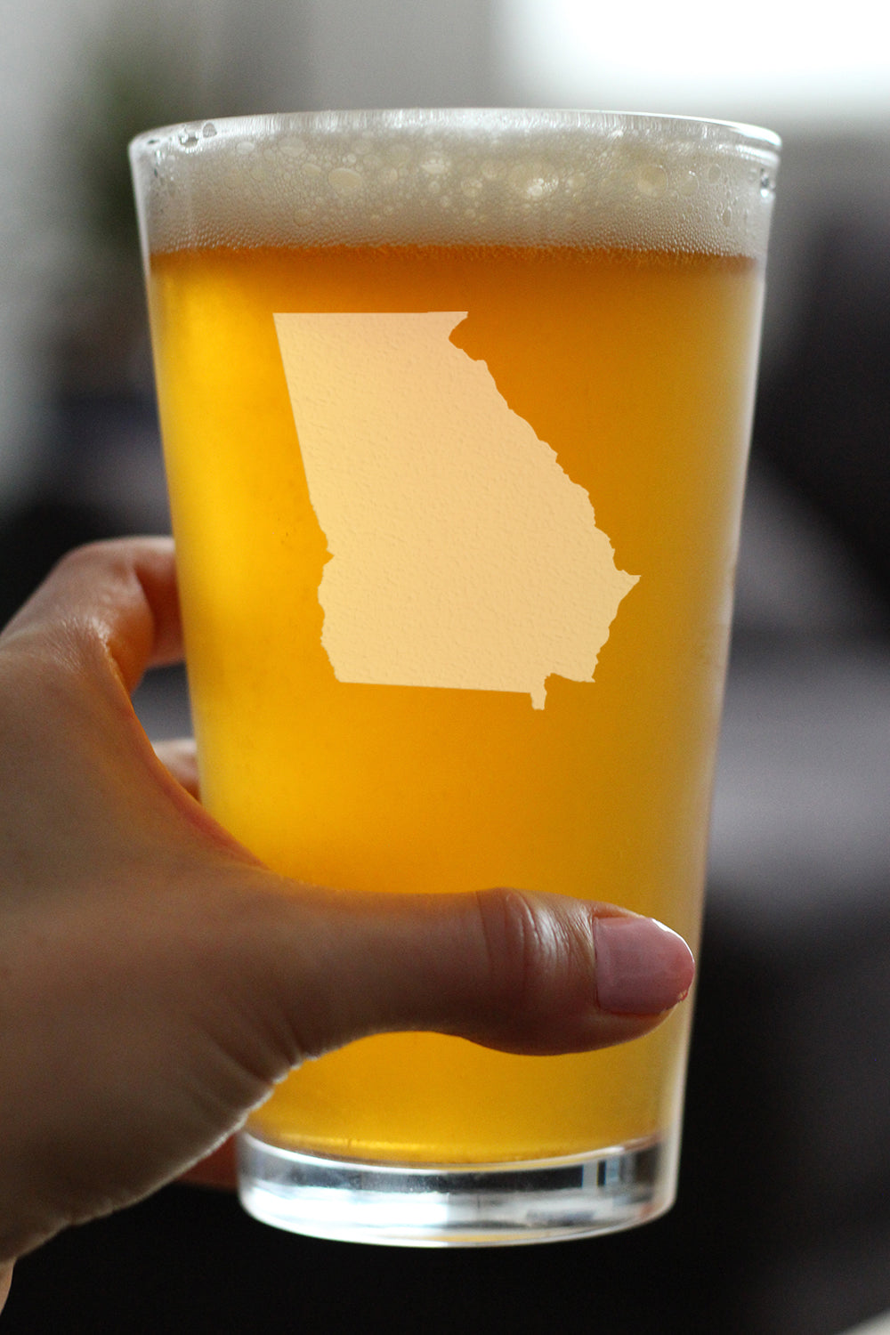 Georgia State Outline Pint Glass for Beer - State Themed Drinking Decor and Gifts for Georgian Women & Men - 16 Oz Glasses