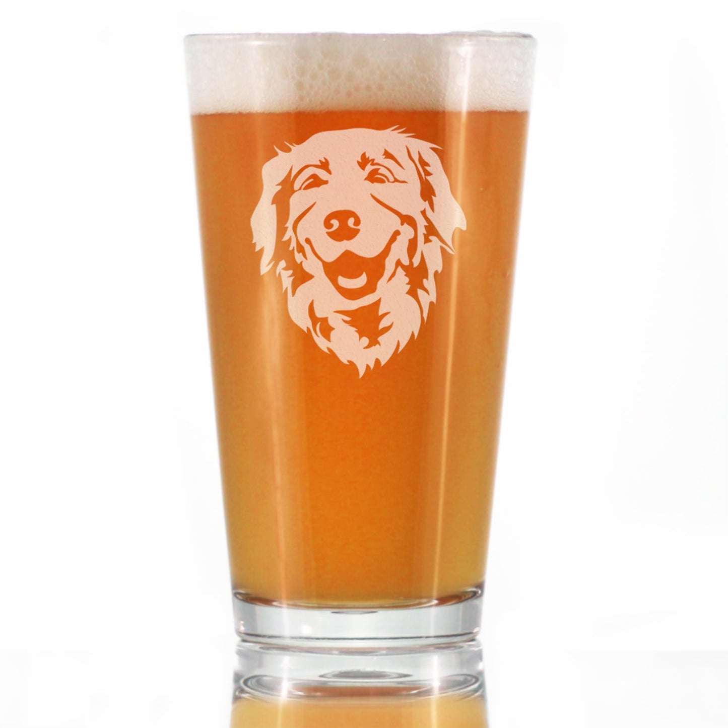 NEW Golden Retriever Happy Face - 16 Ounce Pint Glass