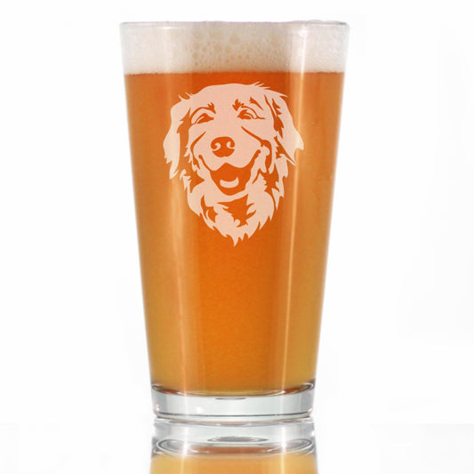 NEW Golden Retriever Happy Face - 16 Ounce Pint Glass