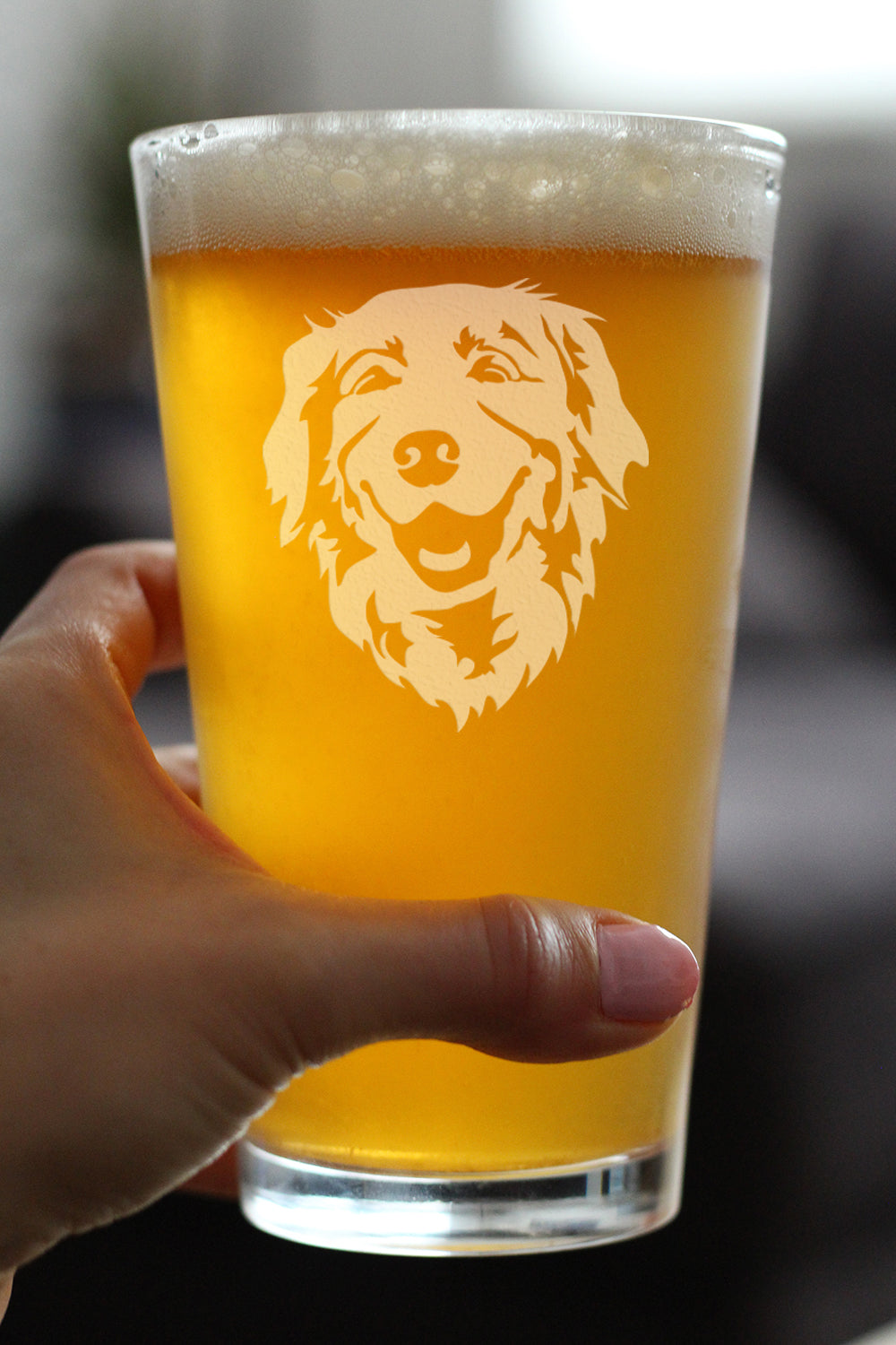NEW Golden Retriever Happy Face - 16 Ounce Pint Glass