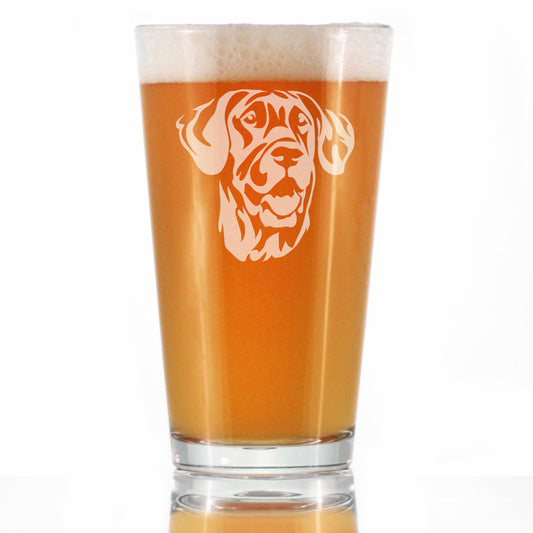 Great Dane Face Pint Glass for Beer - Unique Dog Themed Decor and Gifts for Moms & Dads of Great Danes - 16 Oz