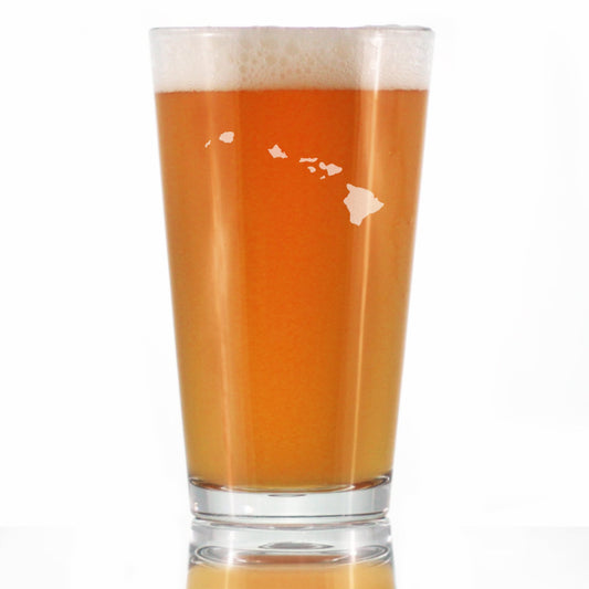 Hawaii State Outline Pint Glass for Beer - State Themed Drinking Decor and Gifts for Hawaiian Women & Men - 16 Oz Glasses