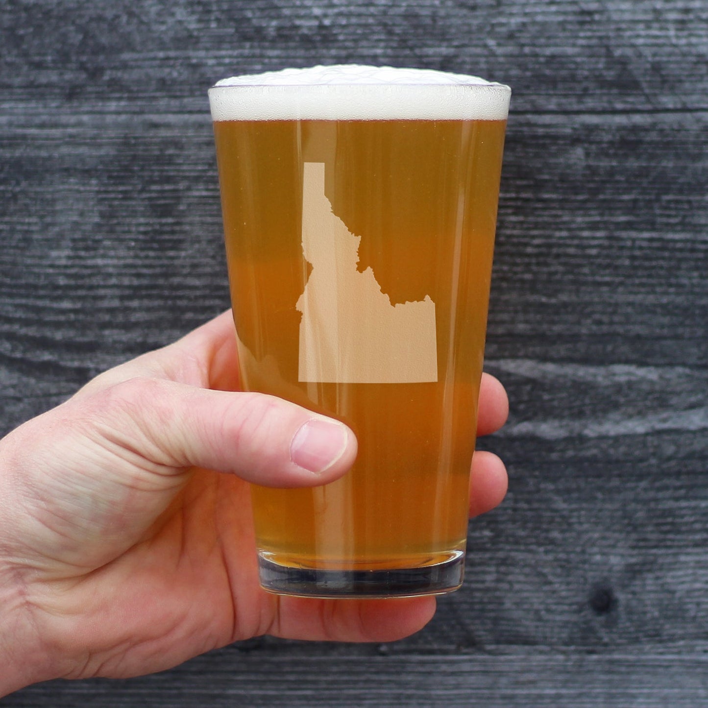 Idaho State Outline Pint Glass for Beer - State Themed Drinking Decor and Gifts for Idahoan Women & Men - 16 Oz Glasses