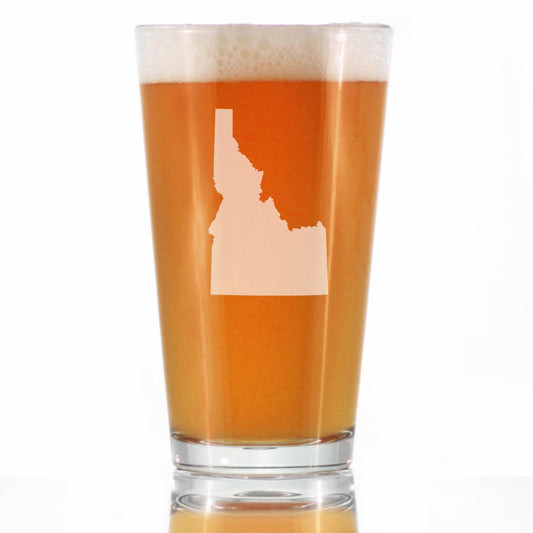 Idaho State Outline Pint Glass for Beer - State Themed Drinking Decor and Gifts for Idahoan Women & Men - 16 Oz Glasses