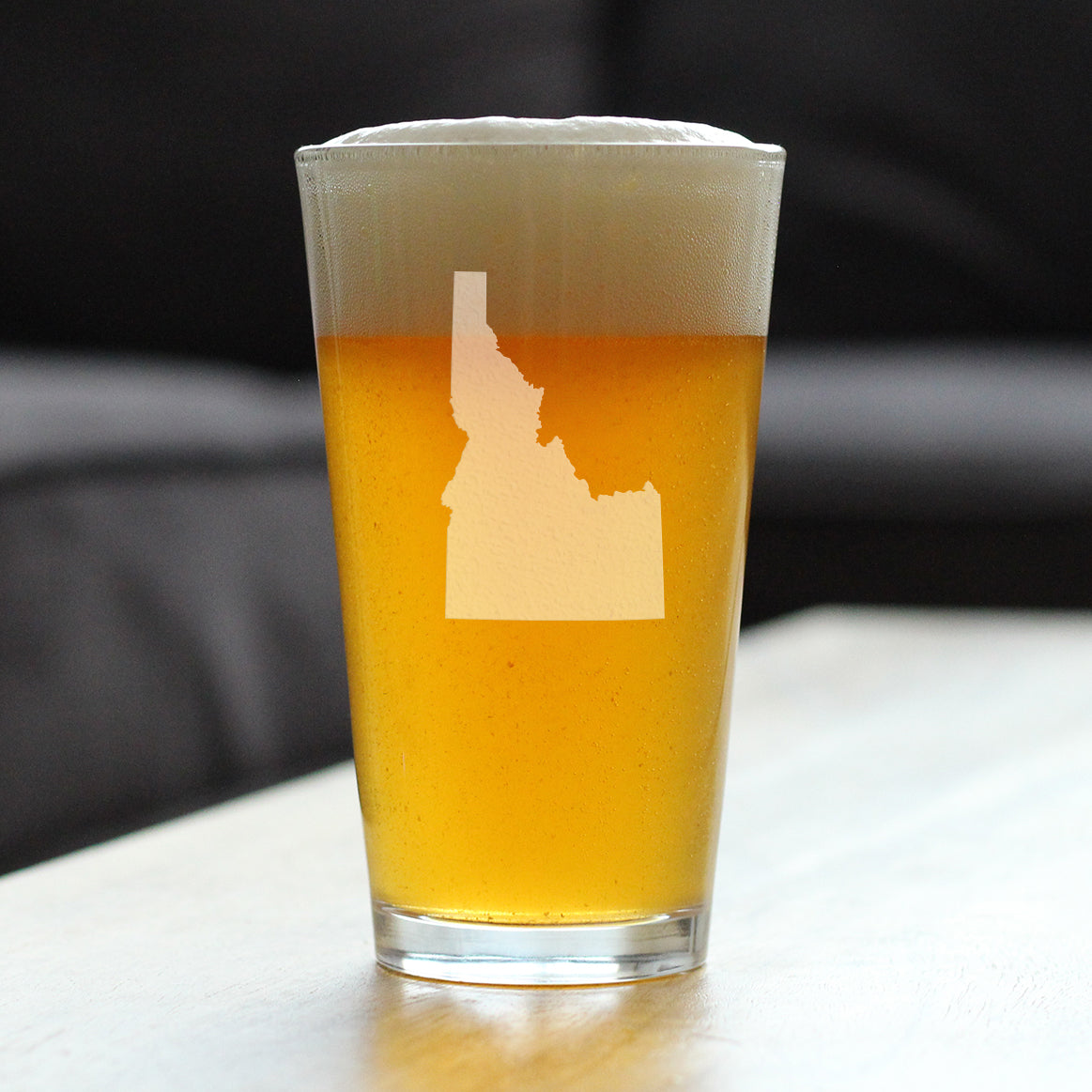 Idaho State Outline Pint Glass for Beer - State Themed Drinking Decor and Gifts for Idahoan Women & Men - 16 Oz Glasses