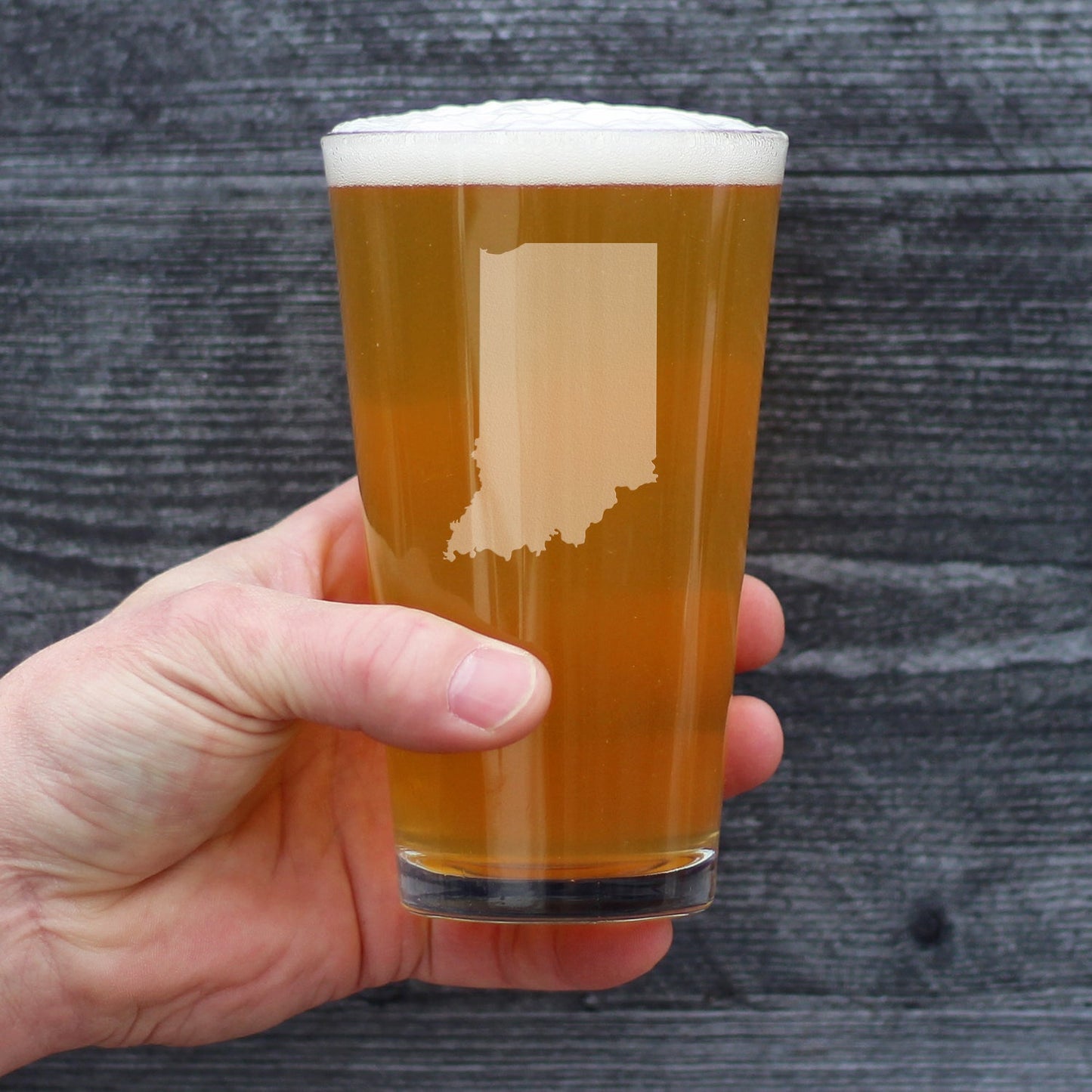 Indiana State Outline Pint Glass for Beer - State Themed Drinking Decor and Gifts for Hoosier Women & Men - 16 Oz Glasses