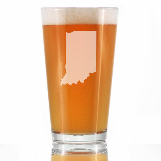 Indiana State Outline Pint Glass for Beer - State Themed Drinking Decor and Gifts for Hoosier Women & Men - 16 Oz Glasses
