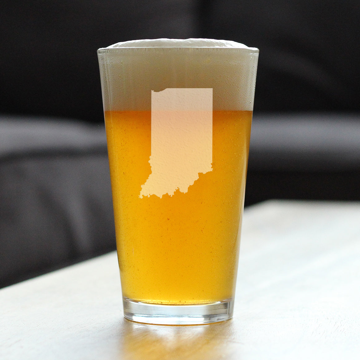 Indiana State Outline Pint Glass for Beer - State Themed Drinking Decor and Gifts for Hoosier Women & Men - 16 Oz Glasses