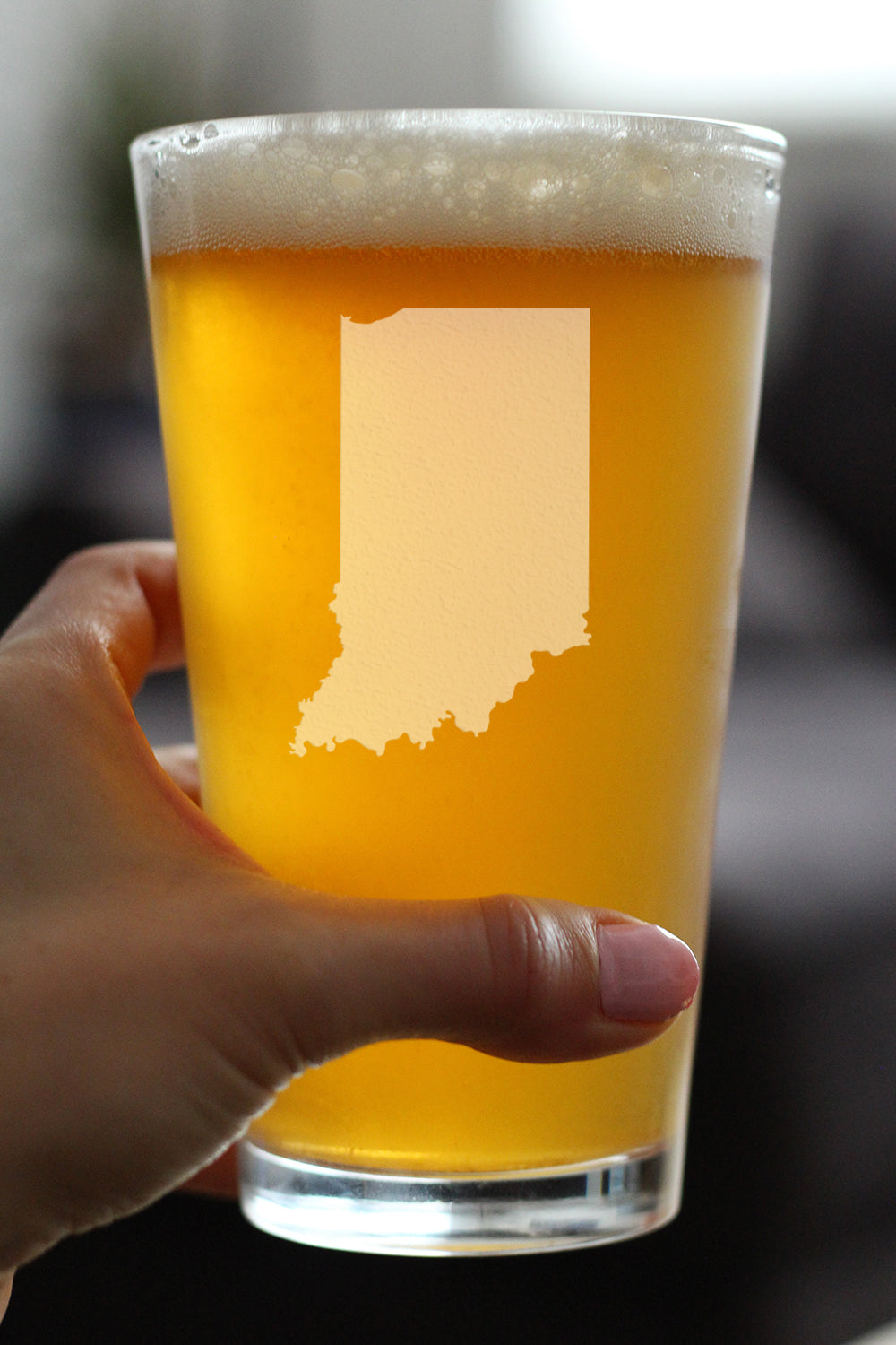 Indiana State Outline Pint Glass for Beer - State Themed Drinking Decor and Gifts for Hoosier Women & Men - 16 Oz Glasses