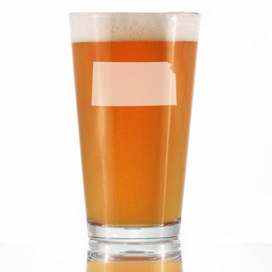 Kansas State Outline Pint Glass for Beer - State Themed Drinking Decor and Gifts for Kansan and Jayhawker Women & Men - 16 Oz Glasses