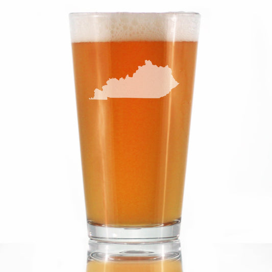 Kentucky State Outline Pint Glass for Beer - State Themed Drinking Decor and Gifts for Kentuckian Women & Men - 16 Oz Glasses