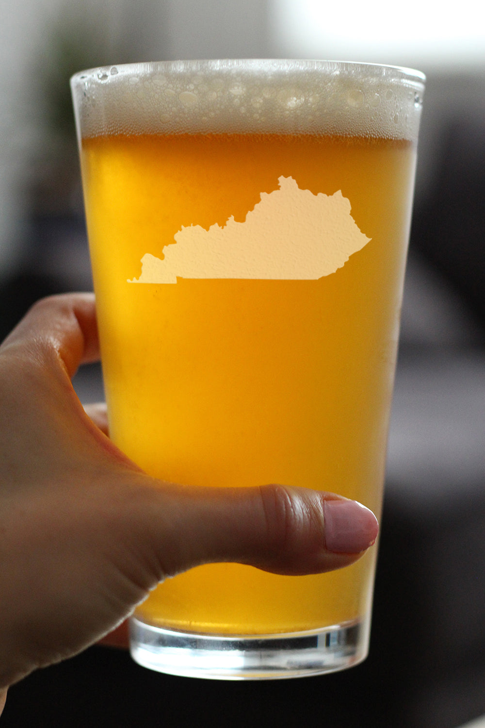 Kentucky State Outline Pint Glass for Beer - State Themed Drinking Decor and Gifts for Kentuckian Women & Men - 16 Oz Glasses