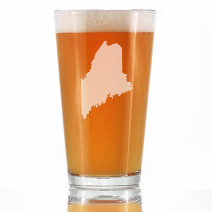 Maine State Outline Pint Glass for Beer - State Themed Drinking Decor and Gifts for Mainer Women & Men - 16 Oz Glasses