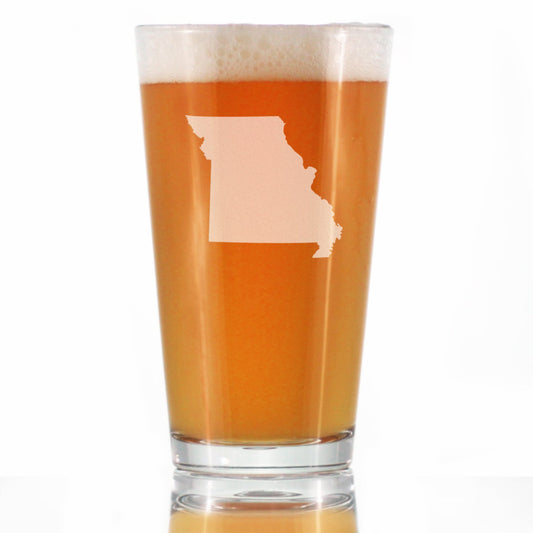 Missouri State Outline Pint Glass for Beer - State Themed Drinking Decor and Gifts for Missourian Women & Men - 16 Oz Glasses