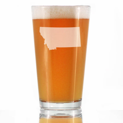 Montana State Outline Pint Glass for Beer - State Themed Drinking Decor and Gifts for Montanan Women & Men - 16 Oz Glasses