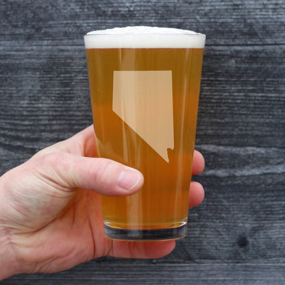 Nevada State Outline Pint Glass for Beer - State Themed Drinking Decor and Gifts for Nevadan Women & Men - 16 Oz Glasses