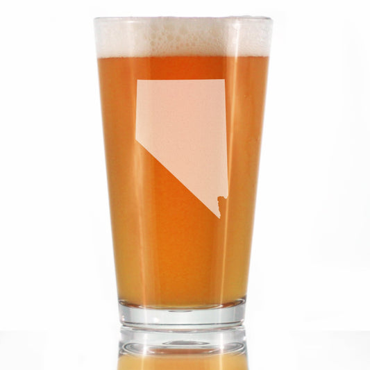 Nevada State Outline Pint Glass for Beer - State Themed Drinking Decor and Gifts for Nevadan Women & Men - 16 Oz Glasses