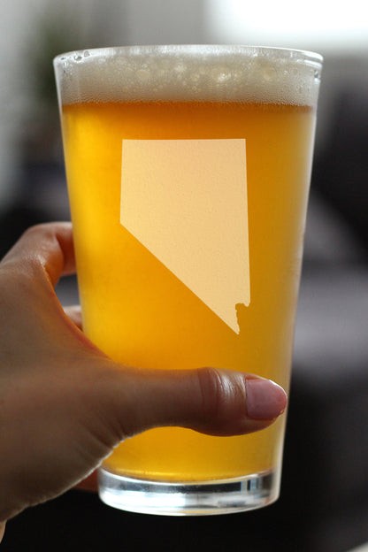 Nevada State Outline Pint Glass for Beer - State Themed Drinking Decor and Gifts for Nevadan Women & Men - 16 Oz Glasses