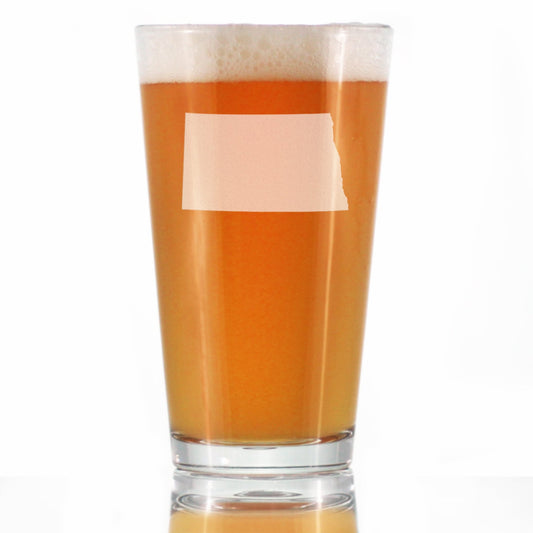 North Dakota State Outline Pint Glass for Beer - State Themed Drinking Decor and Gifts for North Dakotan Women & Men - 16 Oz Glasses