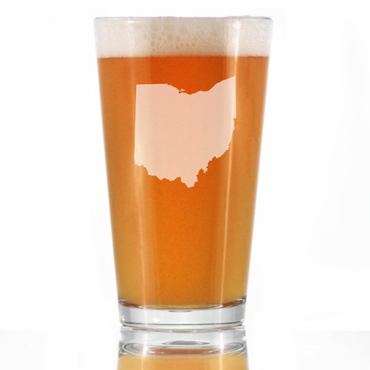 Ohio State Outline Pint Glass for Beer - State Themed Drinking Decor and Gifts for Ohioan Women & Men - 16 Oz Glasses
