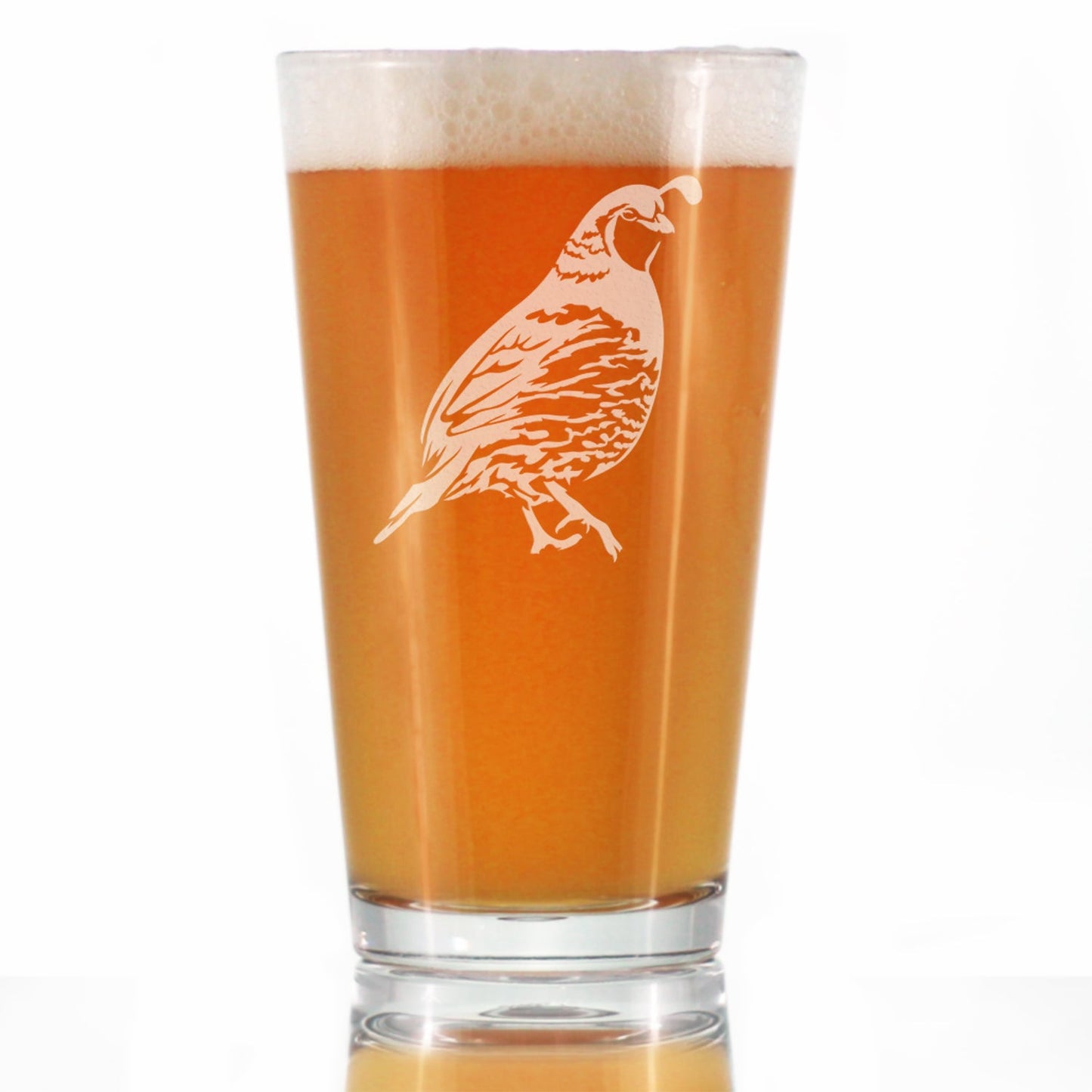 Quail Pint Glass for Beer - Fun Bird Themed Gifts and Decor for Men & Women - 16 oz Glasses