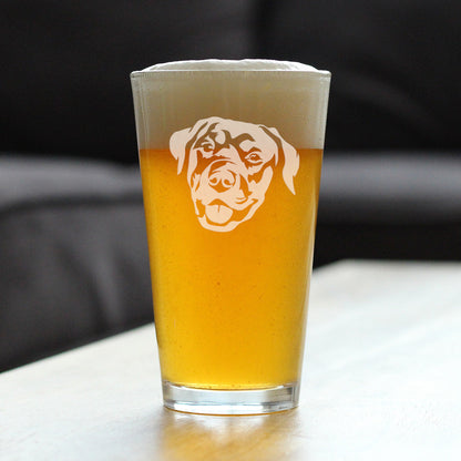 Happy Rottweiler - Pint Glass for Beer - Fun Unique Rottweiler Themed Dog Gifts and Party Decor for Women and Men - 16 oz