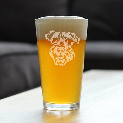 Schnauzer Face Pint Glass for Beer - Unique Dog Themed Decor and Gifts for Moms & Dads of Schnauzers - 16 Oz