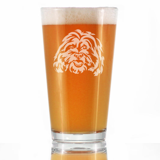Shih Tzu Face Pint Glass for Beer - Unique Dog Themed Decor and Gifts for Moms & Dads of Shih Tzus - 16 Oz