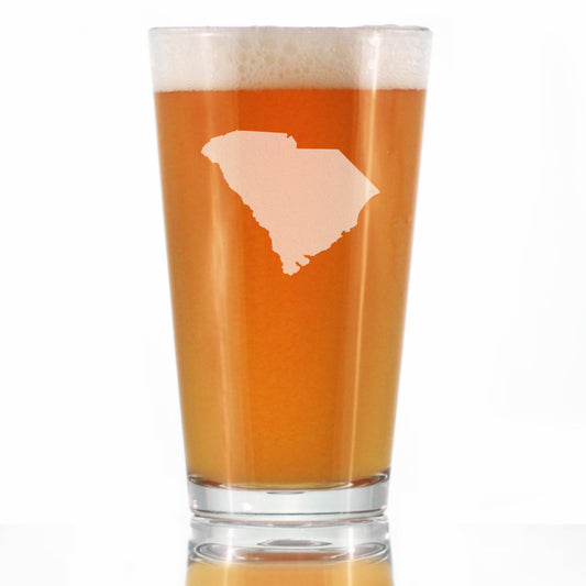 South Carolina State Outline Pint Glass for Beer - State Themed Drinking Decor and Gifts for South Carolinian Women & Men - 16 Oz Glasses