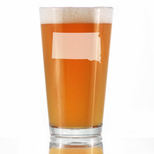 South Dakota State Outline Pint Glass for Beer - State Themed Drinking Decor and Gifts for South Dakotan Women & Men - 16 Oz Glasses