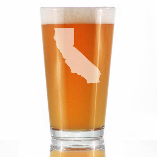California State Outline Pint Glass for Beer - State Themed Drinking Decor and Gifts for Californian Women & Men - 16 Oz Glasses