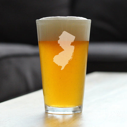 New Jersey State Outline Pint Glass for Beer - State Themed Drinking Decor and Gifts for New Jerseyan Women & Men - 16 Oz Glasses